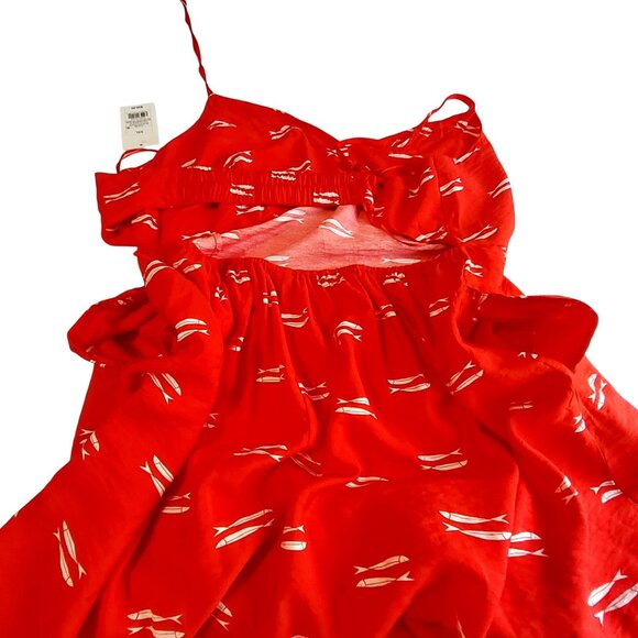 Wild Fable Bella Vista Lemon Print One-Shoulder Dress Size L Rayon & Linen Blend - Picture 9 of 10